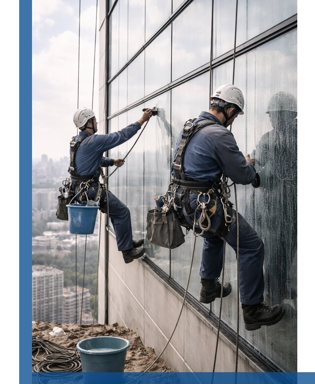 Профессиональная мойка фасадных окон альпинистами в Ачинске