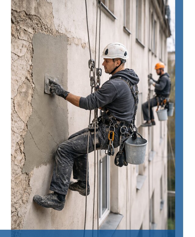 Восстановление штукатурки фасада в Ачинске от 1216 р. | ВЫСОТНИК-Чнс