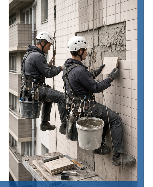 Ремонт облицовки фасада плиткой в Ачинске от 1823 р. | ВЫСОТНИК-Чнс