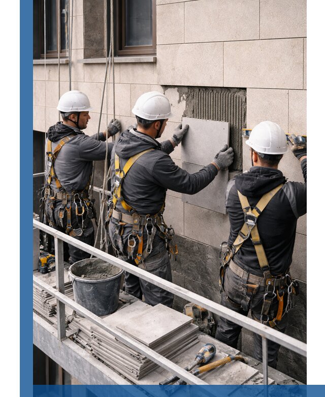 Ремонт облицовки фасада плиткой в Ачинске с гарантией