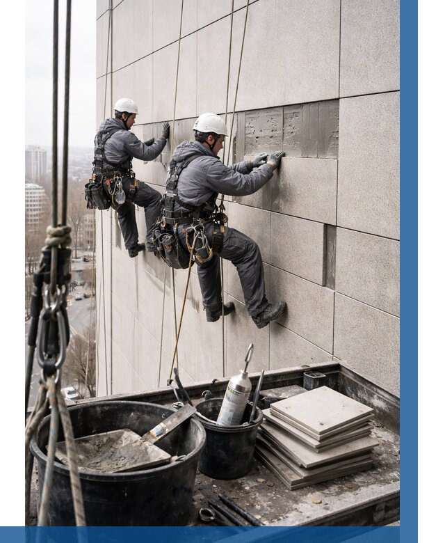 Ремонт фасада из керамогранита в Ачинске от 2533 р. | ВЫСОТНИК-Чнс