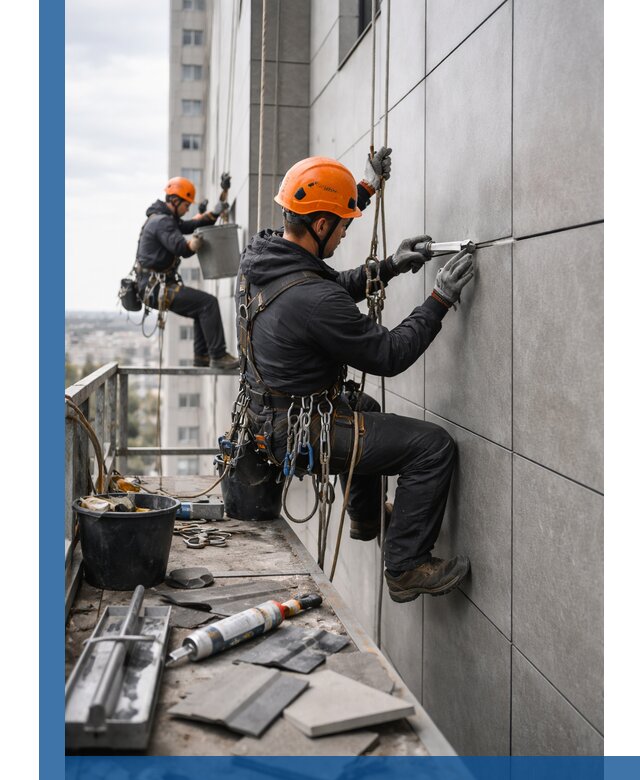 Профессиональный ремонт фасада из керамогранита в Ачинске