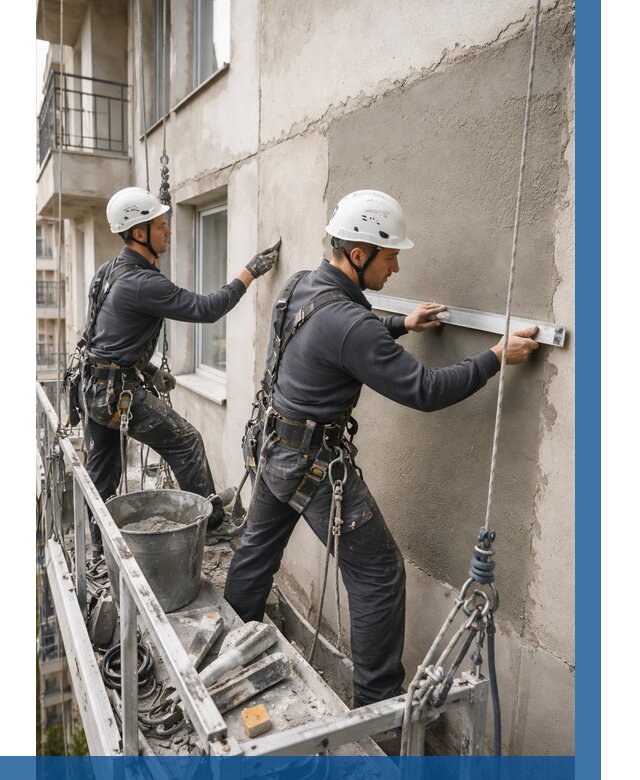 Штукатурка фасада на высоте в Ачинске от 912 р. | ВЫСОТНИК-Чнс