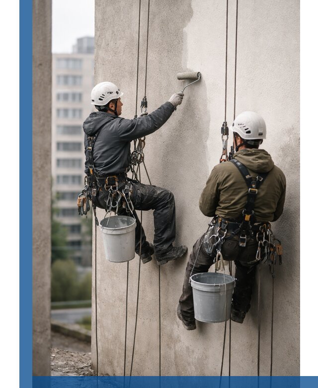 Покраска фасадов высотными альпинистами в Ачинске с гарантией