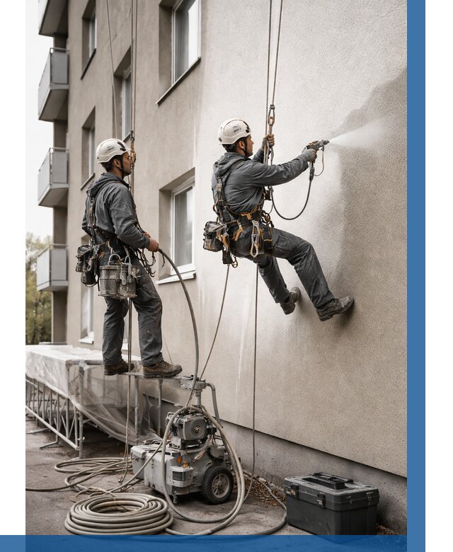 Безвоздушная покраска фасада в Ачинске от 223 р/м² | ВЫСОТНИК-Чнс