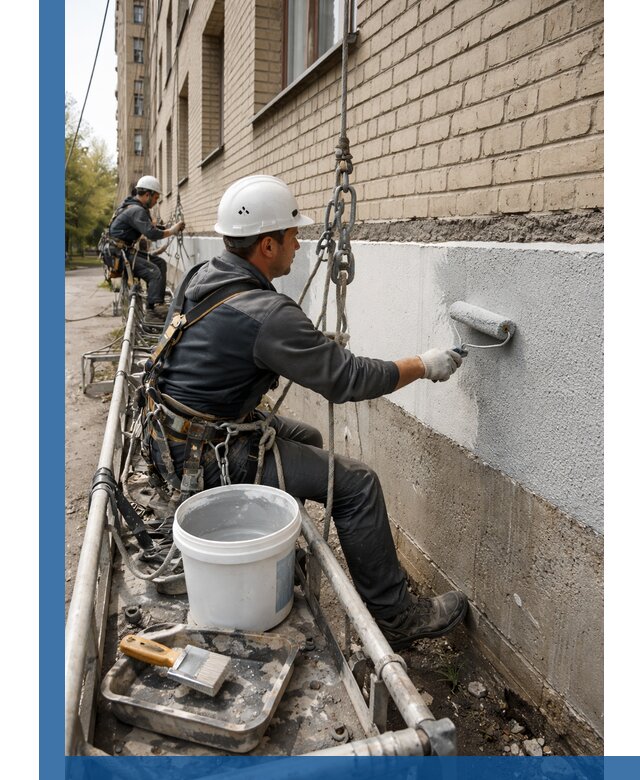 Окраска цоколя здания в Ачинске профессионально и надежно