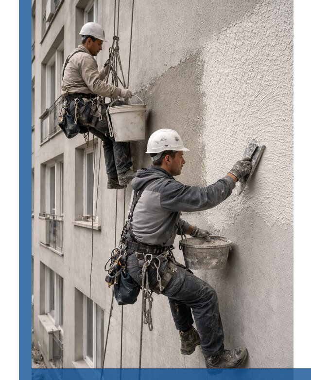 Нанесение декоративной штукатурки короед на фасад в Ачинске