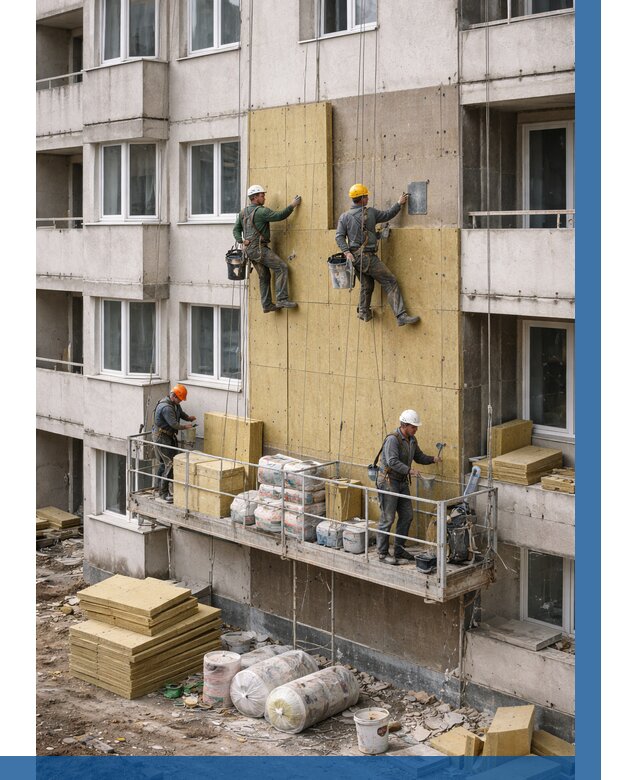 Утепление фасада минватой в Ачинске от 1520 р. | ВЫСОТНИК-Чнс