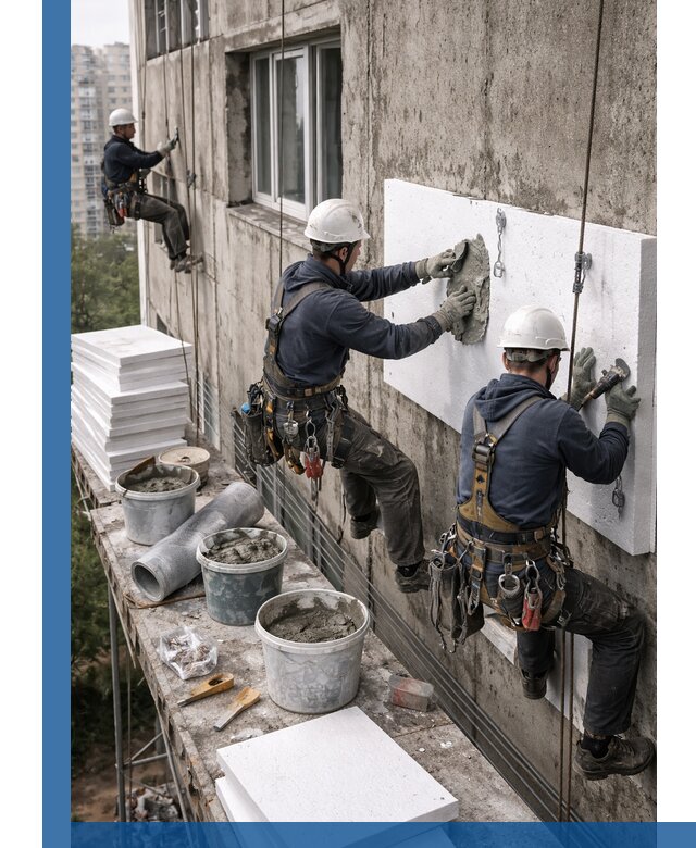 Утепление фасада пенополистиролом в Ачинске под ключ