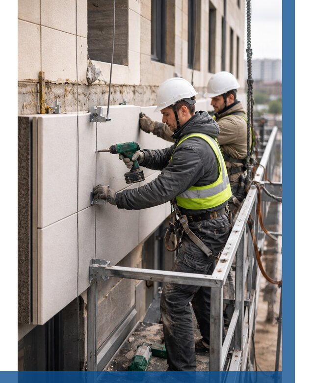 Монтаж фасадных термопанелей в Ачинске от 1520 р. | ВЫСОТНИК-Чнс