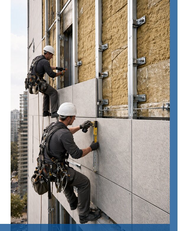 Монтаж вентилируемого фасада в Ачинске от 3546 р. | ВЫСОТНИК-Чнс