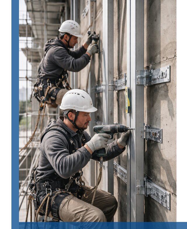 Монтаж и крепление подсистемы вентфасада в Ачинске