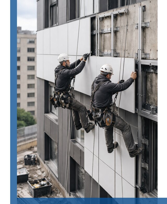 Монтаж композитных панелей фасада в Ачинске под ключ