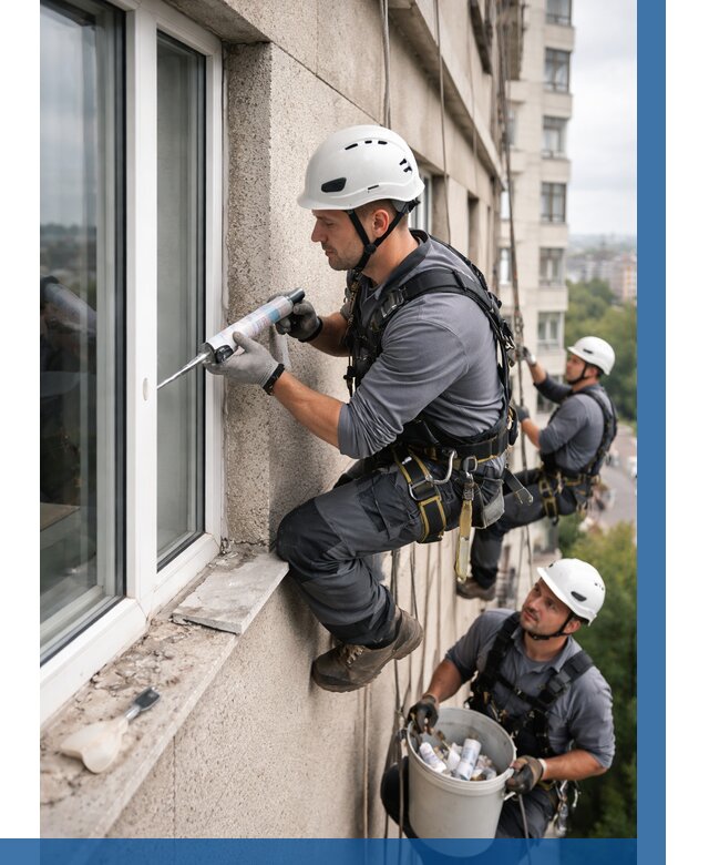 Герметизация оконных швов снаружи в Ачинске от 1520 р. | ВЫСОТНИК-Чнс