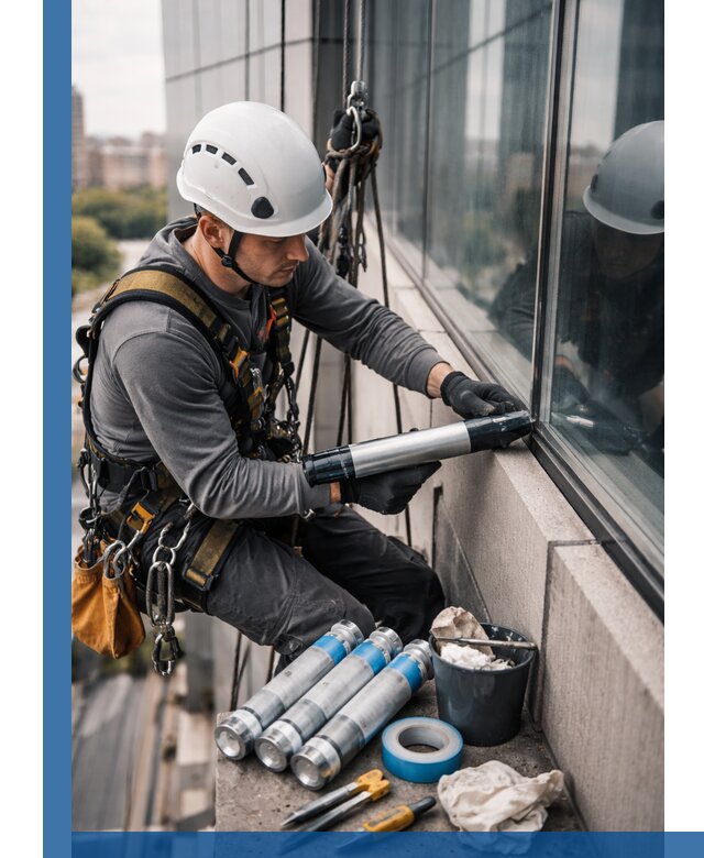 Герметизация стыков витража в Ачинске для герметичных фасадов