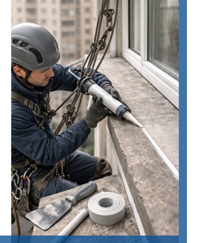 Герметизация балконного козырька в Ачинске от 4559 р. | ВЫСОТНИК-Чнс