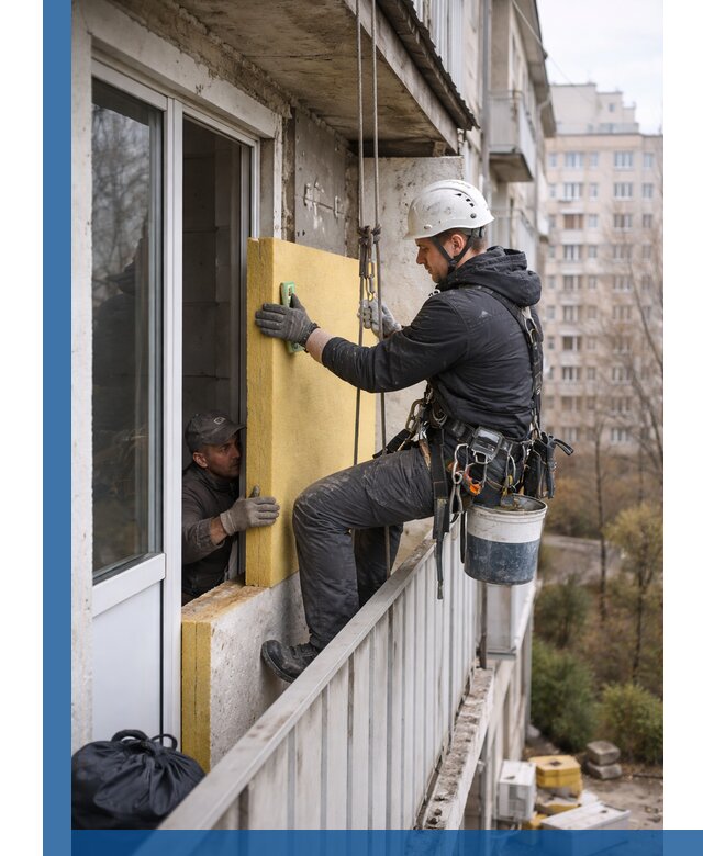 Профессиональное утепление балкона снаружи в Ачинске под ключ