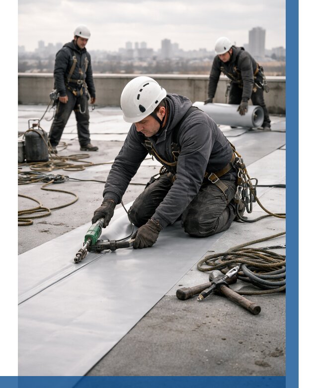 Ремонт мембранной кровли в Ачинске от 1823 р./м2 | ВЫСОТНИК-Чнс