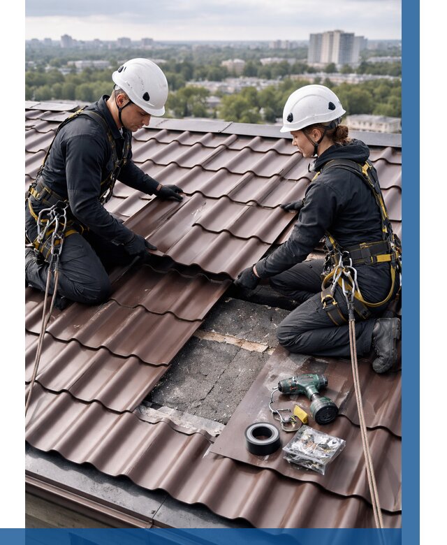 Ремонт металлочерепицы на крыше в Ачинске от 912 р. | ВЫСОТНИК-Чнс