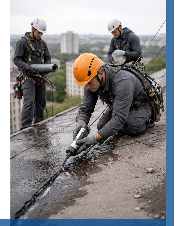 Устранение протечек кровли в Ачинске от 12156 р. | ВЫСОТНИК-Чнс