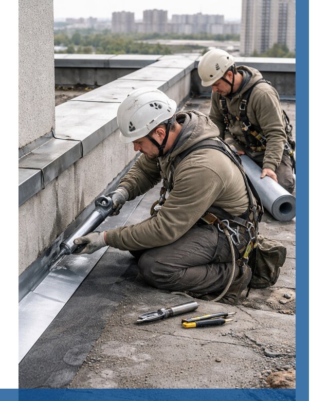 Ремонт кровельных примыканий в Ачинске от 1216 р. | ВЫСОТНИК-Чнс