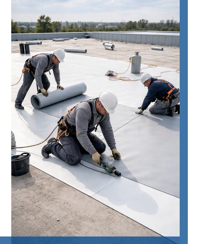 Монтаж мембранной кровли под ключ в Ачинске от 1216 р. | ВЫСОТНИК-Чнс