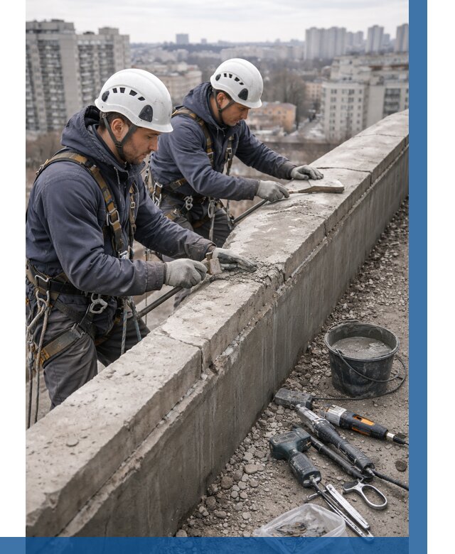 Ремонт парапета на кровле в Ачинске от 1520 р. | ВЫСОТНИК-Чнс