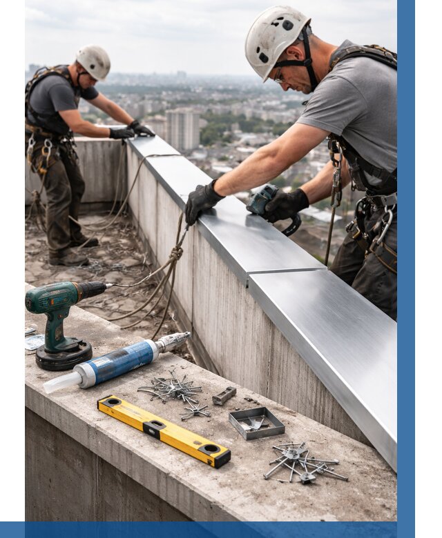 Монтаж парапетных крышек в Ачинске от 810 р. | ВЫСОТНИК-Чнс