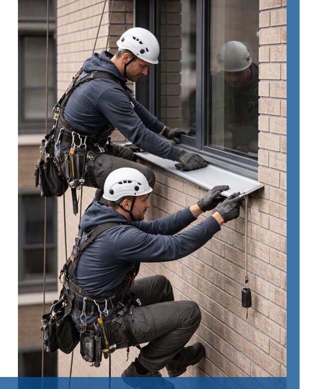 Монтаж оконных отливов под ключ в Ачинске от 3546 р. | ВЫСОТНИК-Чнс