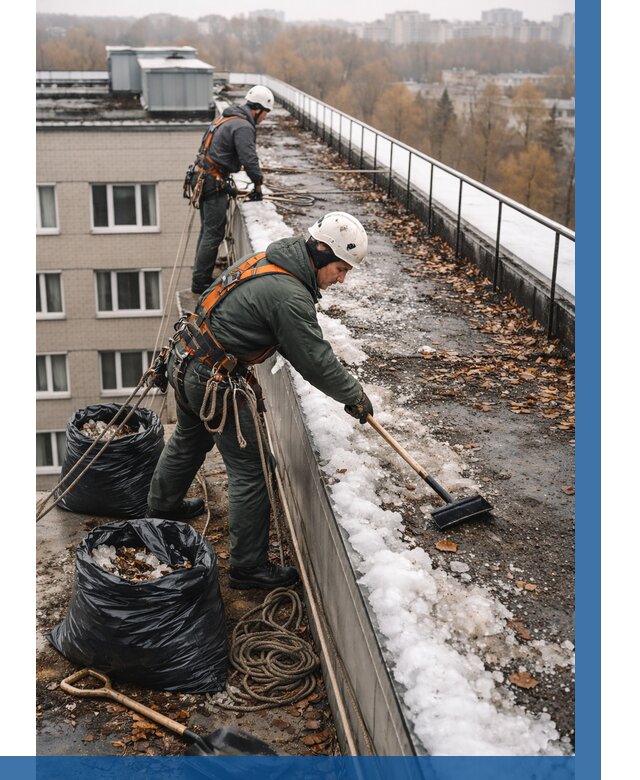 Очистка кровли по периметру в Ачинске от 557 р. | ВЫСОТНИК-Чнс