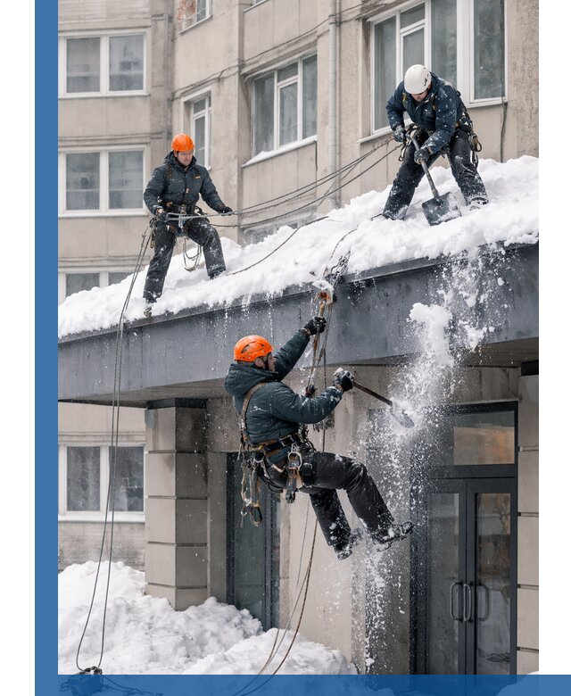 Безопасная очистка навесов от снега в Ачинске круглогодично