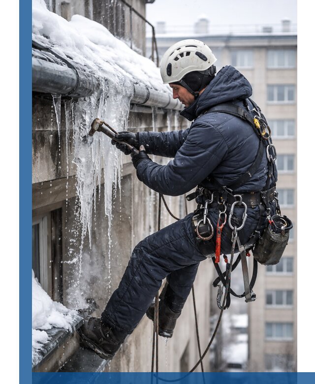 Удаление наледи и чистка водостоков в Ачинске оперативно и безопасно