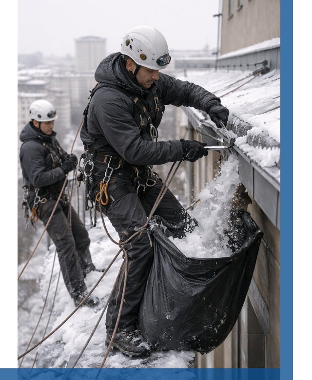 Аварийная очистка крыши в Ачинске под ключ от 304 р. | ВЫСОТНИК-Чнс