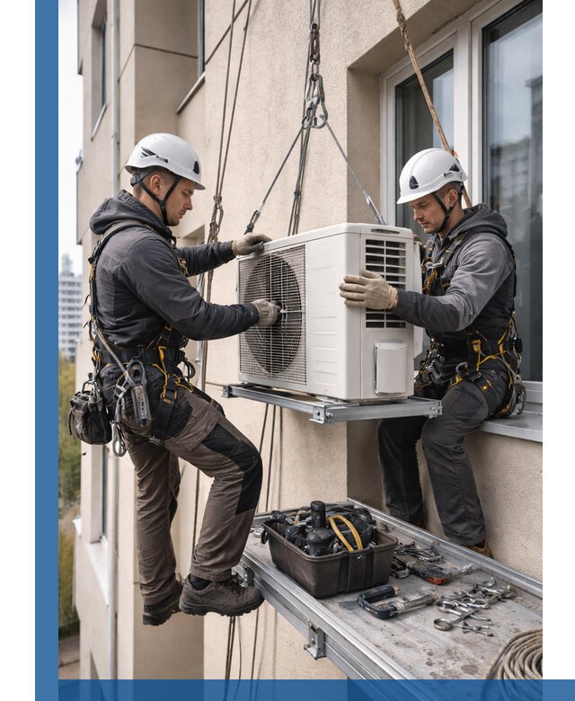 Перенос внешнего блока кондиционера в Ачинске с монтажом и крепежом