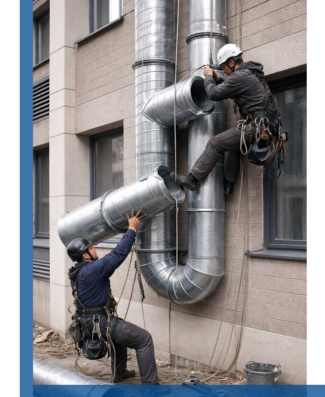 Монтаж фасадных воздуховодов в Ачинске с герметизацией и крепежом