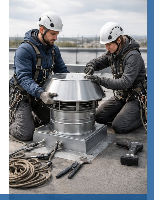 Установка дефлекторов на кровле в Ачинске от 4559 р. | ВЫСОТНИК-Чнс