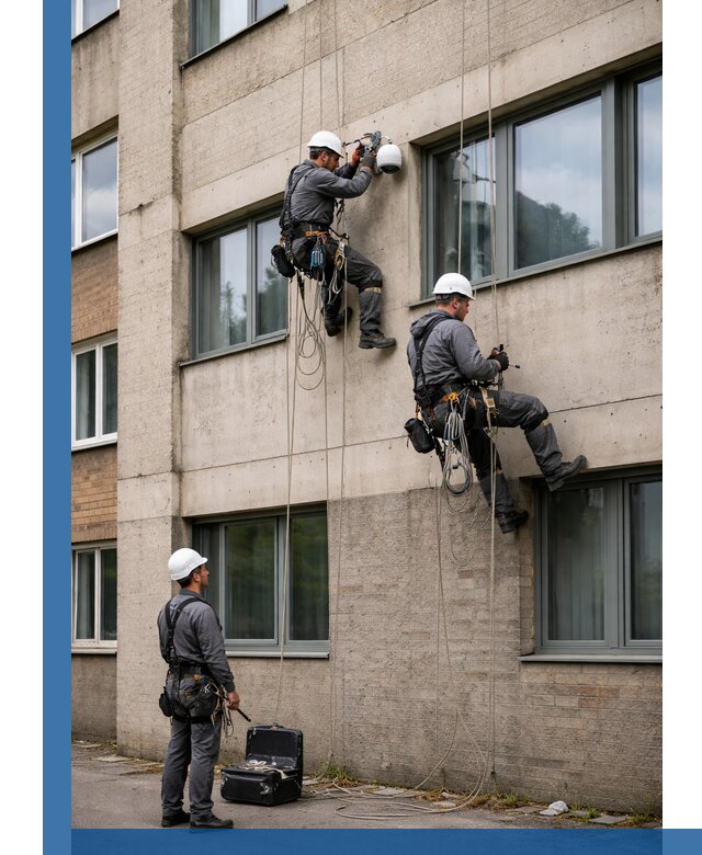 Монтаж фасадных камер видеонаблюдения в Ачинске под ключ