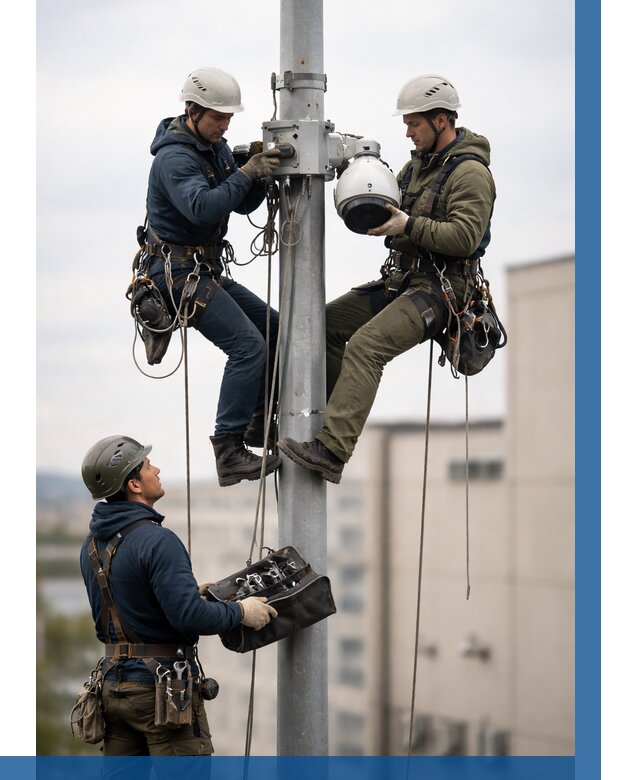 Установка видеокамер на мачте в Ачинске от 8611 р. | ВЫСОТНИК-Чнс