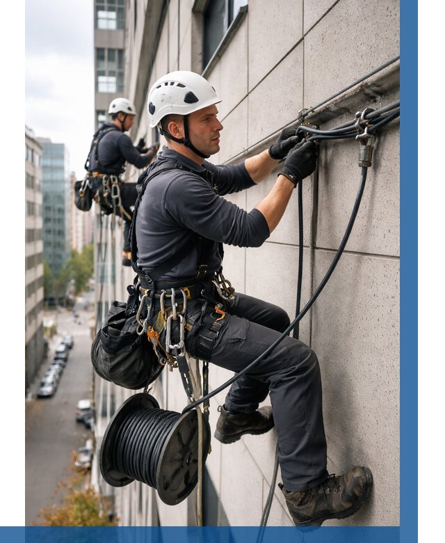 Прокладка кабеля по фасаду в Ачинске от 355 р. | ВЫСОТНИК-Чнс