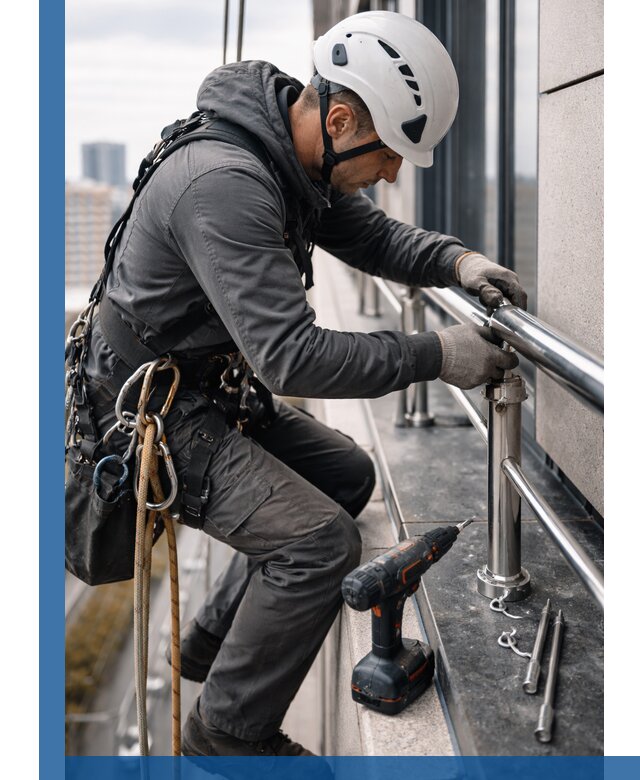 Монтаж ограждений на высоте в Ачинске для зданий и конструкций