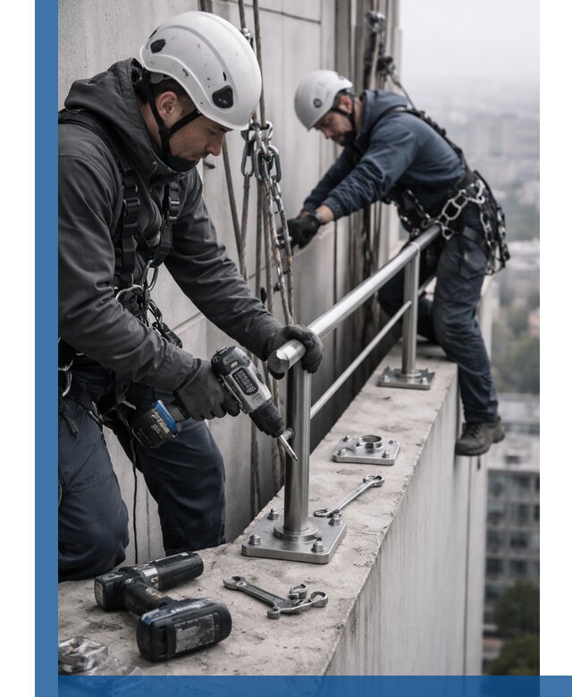 Монтаж перил на высоте в Ачинске для жилых и промобъектов