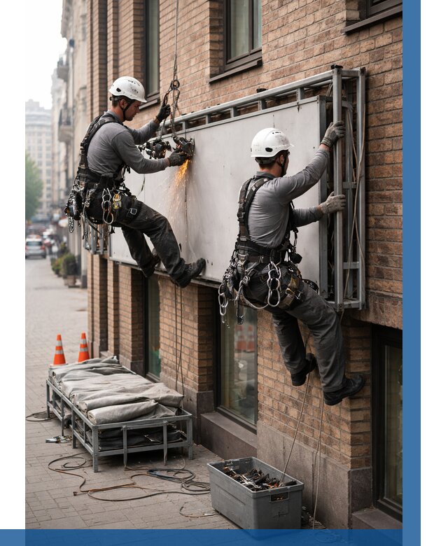 Демонтаж рекламной вывески в Ачинске от 6585 р. | ВЫСОТНИК-Чнс