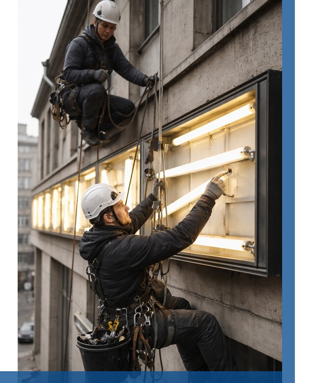 Замена ламп в вывеске в Ачинске под ключ от 3546 р. | ВЫСОТНИК-Чнс