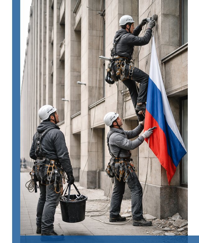 Профессиональная установка флагов на фасаде в Ачинске