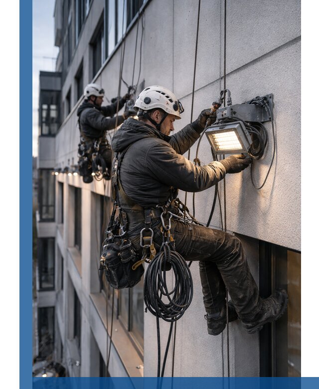 Монтаж фасадного освещения в Ачинске установка и подключение