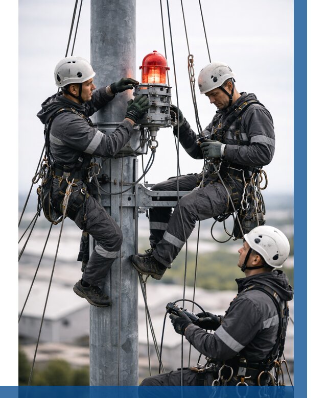 Монтаж заградительных огней в Ачинске от 8611 р. | ВЫСОТНИК-Чнс