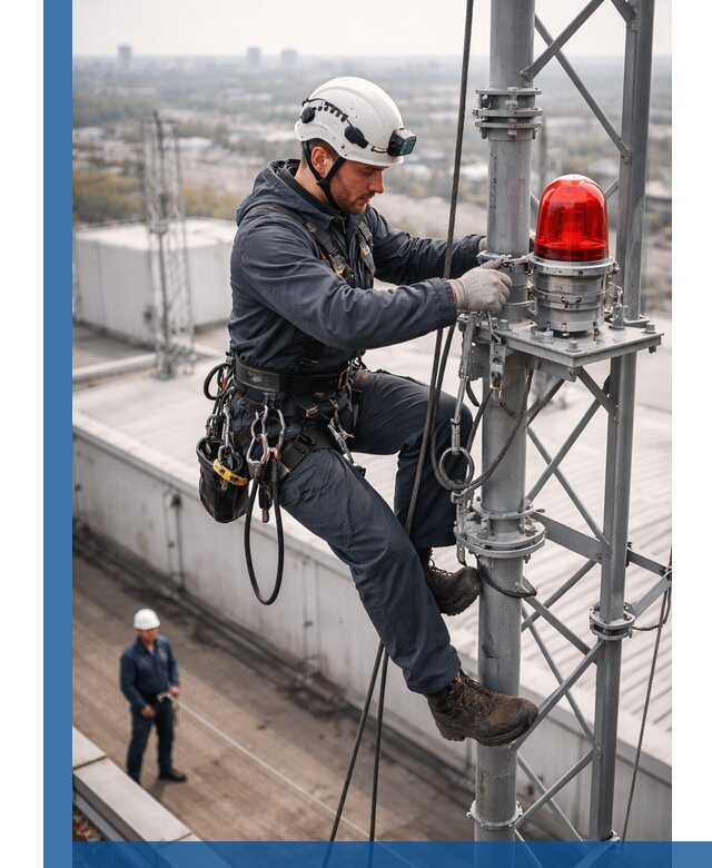 Монтаж заградительных огней и обслуживание объектов в Ачинске