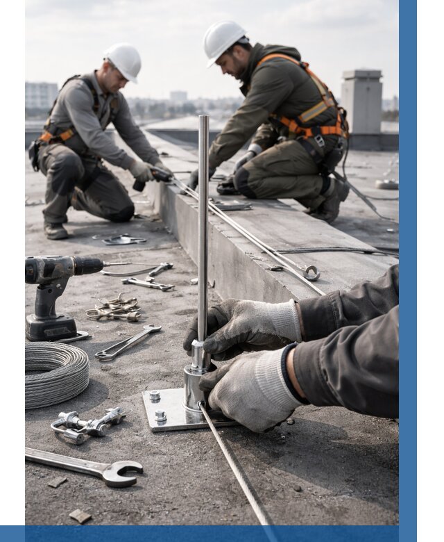 Монтаж молниезащиты на кровле в Ачинске цена от 25325 р. | ВЫСОТНИК-Чнс