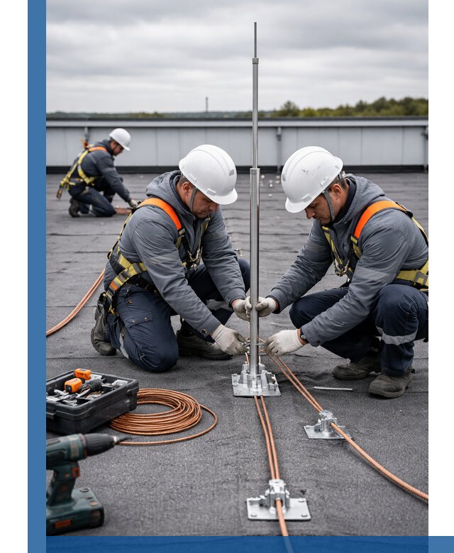 Монтаж молниезащиты на кровле в Ачинске под ключ с гарантией