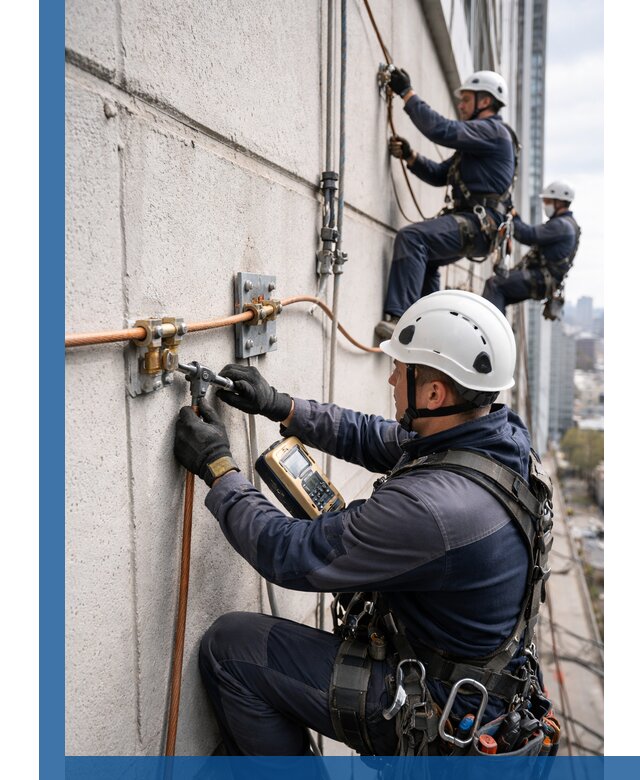 Монтаж системы заземления здания и молниезащиты в Ачинске